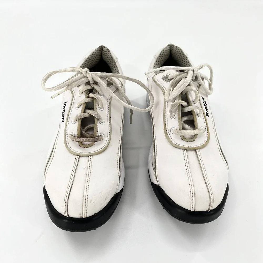 FootJoy GreenJoys Golf Shoes Womens 8.5 M Softspikes White Green Cleats Sneakers